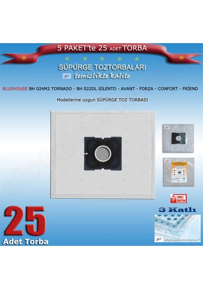 Bh 024m2 Tornado - Avant - Forza - Confort Friend Modellerine Uygun 25 Adet Toz Torbası 200120