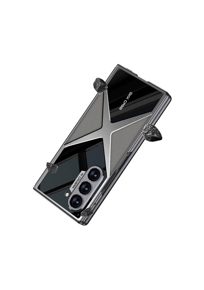 Zore Galaxy Uyumlu Z Fold 6 Kılıf Ultra İnce Kamera Korumalı Pc + Deri Arka Yüzey X-pro Siyah