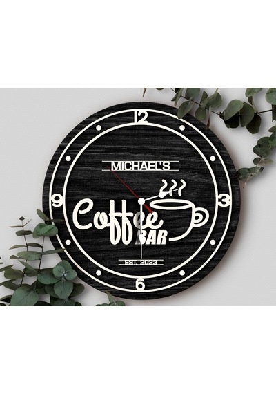 Bk Gift Kafelere Özel Dekoratif Siyah Ahşap Duvar Saati 35cm-3 , Bar Duvar Saati , Cafe Duvar Saati , Özel Ahşap Saat Kobitmeyen138361 Bk Gift