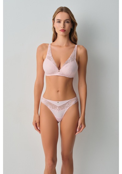 Suwen Floral Soft Dantelli Balensiz Yarı Destekli Bralet Sütyen Wsl10110192077 Pembe