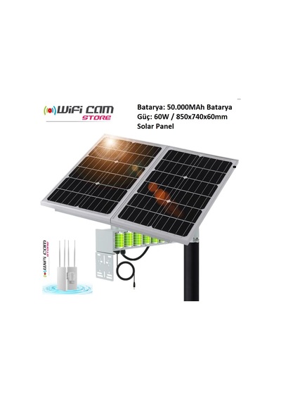 Sim Kartlı Güneş Enerjili Dış Modem Seti Lifepo4 Bataryalı