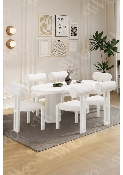 Avvio Carlina Bohem Ayak 6'lı Metal Pofi Demonte Sandalye 80x160 Masa Sandalye Takımı Beyaz Masa Sandalye Beyaz Kumaş Krem Avvio Carlina Bohem Ayak 6'lı Metal Pofi Demonte Sandalye 80x160 Masa Sandalye Takımı Beyaz Masa Sandalye Beyaz Kumaş Krem