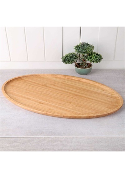 Balsa Bambu Lüx 33 Cm Oval Servis Sunum Tabağı
