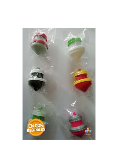 Plastik Basmalı Kendinden Dönen Topaç 6lı Paket