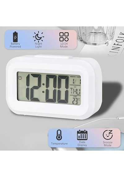 Dol-2108 Mini Dijital Işıklı Masa Saati Sıcaklık Ölçer Termometre Saat - Takvim - Alarm Çok Renkli