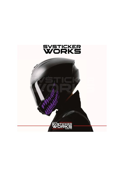 Ağız Diş Köpekbalığı Sticker Kask Vizör Sticker Tüm Kasklar Uyumlu 2 Adet Sağ Sol Mor