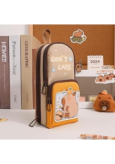 Büyük Capicacity Kapibara Capybara Karikatür Kalem Kutusu Sevimli Kalem Tutucu Kalem Çantası Yurt Dışından Sarı