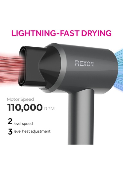 Rexon Super-Power 3-in-1 Saç Kurutma Makinesi 1600W-2000W, İyon Özellikli, Daha Sessiz