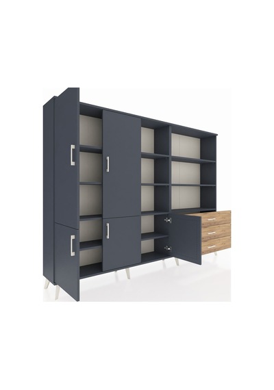 Arges Dolap 11 Raflı 3 Çekmeceli 5 Kapaklı 220x30x163 Antrasit-antrasit/çam Antrasıt/atlas Çam - Antrasıt Arges Dolap 11 Raflı 3 Çekmeceli 5 Kapaklı 220x30x163 Antrasit-antrasit/çam Antrasıt/atlas Çam - Antrasıt