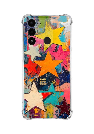 Printify Tecno Spark 8c İle Uyumlu Düşlerin Dansı Serisi Yıldız Dansı Tasarımlı Uv Baskılı Köşe Korumalı Antişok Kılıf Şeffaf