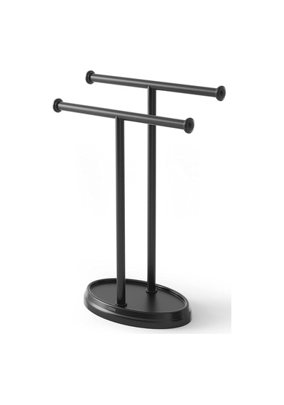 Palm Lavabo İçin Havlu Askısı, Serbest Duran Havlu Askısı, İki Kollu Metal Takı Koyma Yeri İle, Siyah, Standart Boyut Cok Renkli