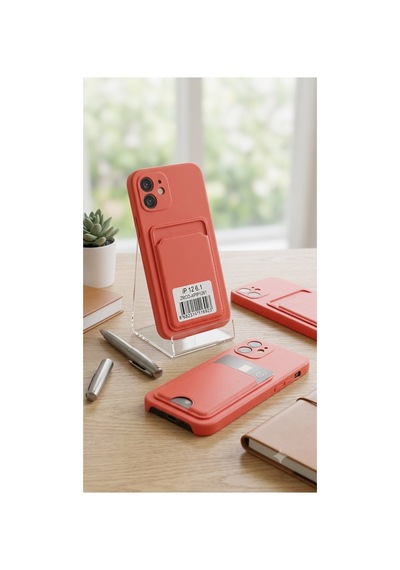 İphone 12 Uyumlu Kartlıklı Pu Deri Koyu Turuncu Te Bksft74-1e51c0