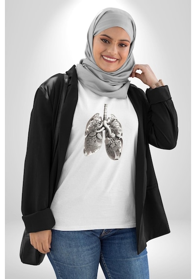 Porselen Akciğer Çiçekler Açmış Unisex Unisex Beyaz Organik Baskılı T-shirt Penye Yüksek Kalite Beyaz