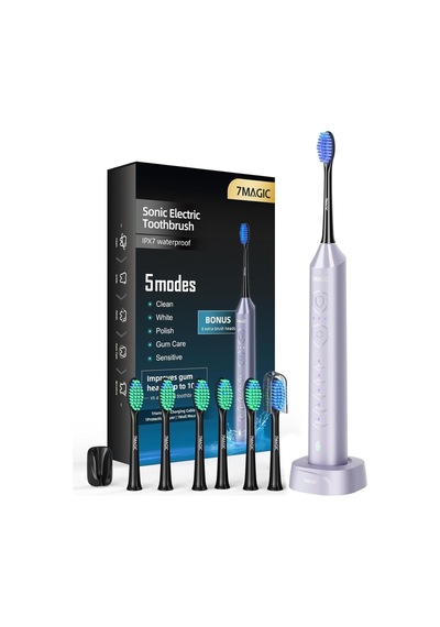 7magıc Knight Blue Sessiz Sonic Elektrikli Diş Fırçası 5 Modlu 40000 Vpm 90 Gün Şarjlı Açık Gri