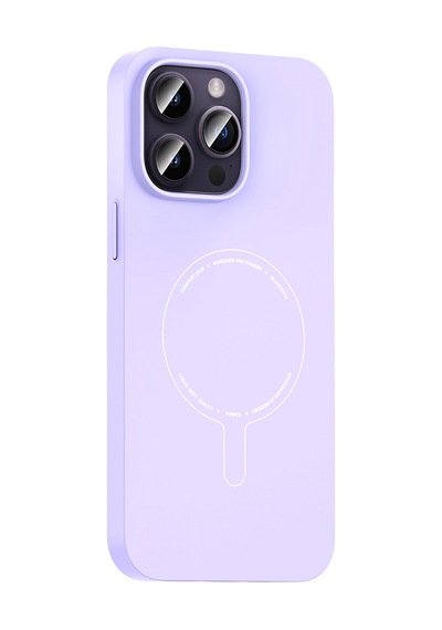 Maks Technology iPhone Uyumlu 14 Pro Max Kılıf M-safe Şarj Özellikli Kamera Korumalı Mkst Elio Sert Pc Kapak - Lila
