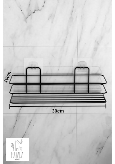 Siyah Yapışkanlı 2li Set Banyo Düzenleyici Şampuanlık Banyo Rafı Duş Rafı Organizer Duşakabinaskısı Siyah