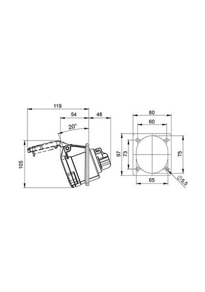 Mete Enerji 3x32a. Ip44 Makine Prizi Eğik Vidalı Bağlantı 406513v