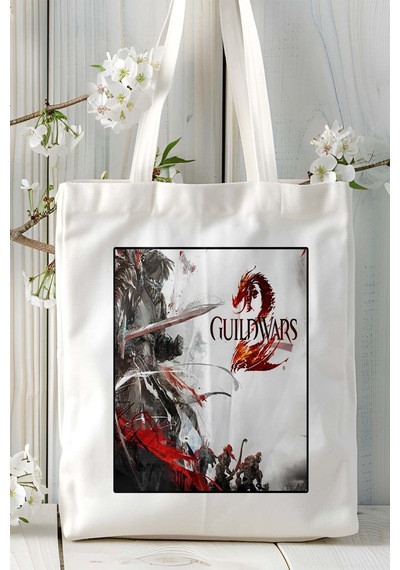 Art Hediye Guild Wars Oyun Baskılı Bez Çanta Omuz Çantası Kişiye Özel Model 2 Çok Renkli