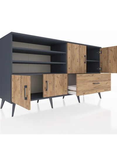 Hyperion Konsol 5 Raflı Tek Çekmeceli 4 Kapaklı 176x44x99 Antrasit-çam Antrasıt/atlas Çam - Antrasıt Hyperion Konsol 5 Raflı Tek Çekmeceli 4 Kapaklı 176x44x99 Antrasit-çam Antrasıt/atlas Çam - Antrasıt