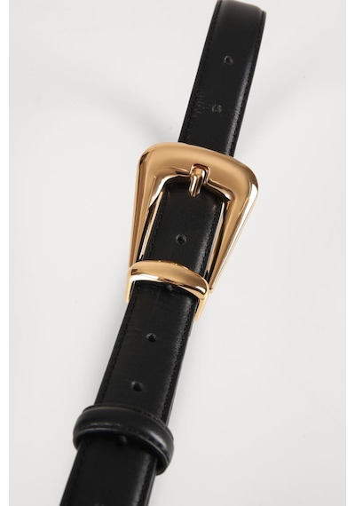 Williampolo Full Grain Deri Gold Toka Siyah Kadın Kemer Siyah