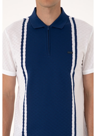 U.S. Polo Assn. Erkek Regular Fit Beyaz Polo Yaka Fermuarlı Tişört 50300814-VR013
