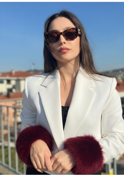 Mollycrush Kadın Bordo Kürk Kol Manşeti Kışlık Trend Aksesuar Bordo