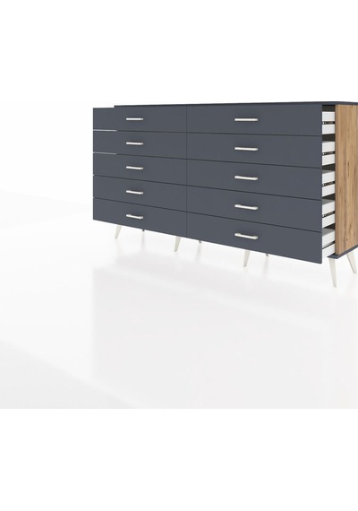 Arges Konsol 10 Çekmeceli 176x30x99 Çam-antrasit Çam-antrasit Arges Konsol 10 Çekmeceli 176x30x99 Çam-antrasit Çam-antrasit