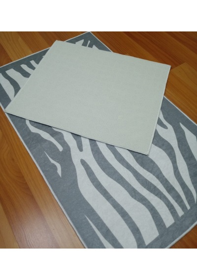 2li Banyo Seti Baskılı Zebra Gri Desenli