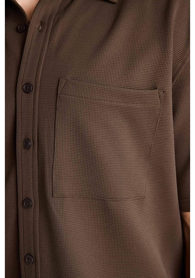 Defacto Esnek Kumaş Boxy Fit Gömlek G4163ax26smbn581 Kahve-bn581