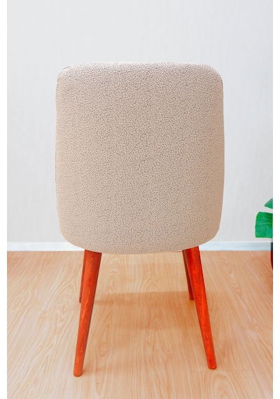 Mutfak Sandalye Kılıfı-büyük Oval Likral Kum Desen Yıkanabilir Lastikli Sandalye Örtüsü Chair Cover Vizon