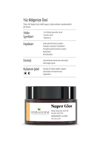 Herbaderm Super Glow Leke Oluşumuna Karşı Cilt Tonu Eşitleyici Nemlendirici Jel Krem 50 ML