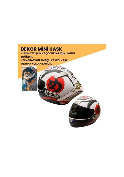 Gear5 Dekor Mini Kask Beyaz Kırmızı Siyah Grafik Kd9
