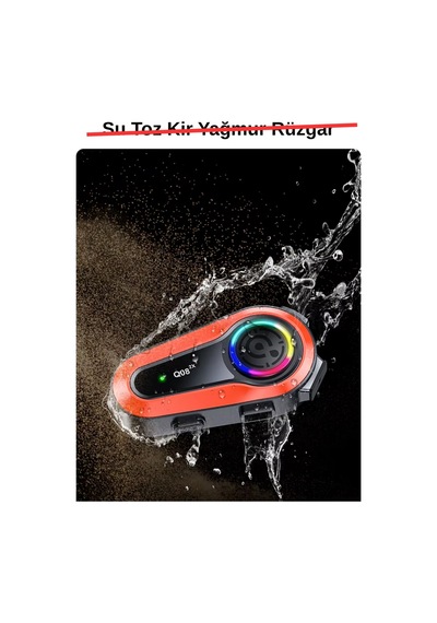 Wearfitpro Q08-2x Rgb Işık Efektli İntercom Bluetooth Motosiklet Kask Kulaklığı İntercom Kulaklık