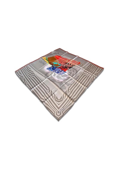 Pierre Cardin Gri Karma Desen Tivil İpek Eşarp 30969
