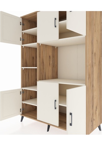 Kronos Dolap 9 Raflı 6 Kapaklı 132x59x195 Çam-aytaşı/aytaşı Çam