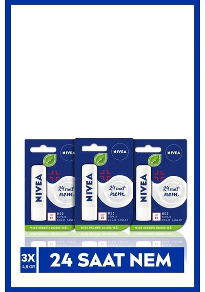 Med Repair Dudak Bakım Kremi 4,8gr X3 Adet,24 Saat Nem,doğal Yağlar İle Çatlamış Dudak Bakım,spf 15, Avantajlı Paket