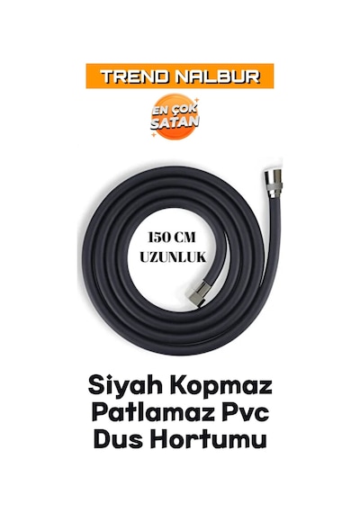 5 Fonksiyonlu Mafsallı Mat Siyah Duş Başlığı Seti, Mat Siyah Duş Başlığı - Pvc Hortum Duş Seti Diğer