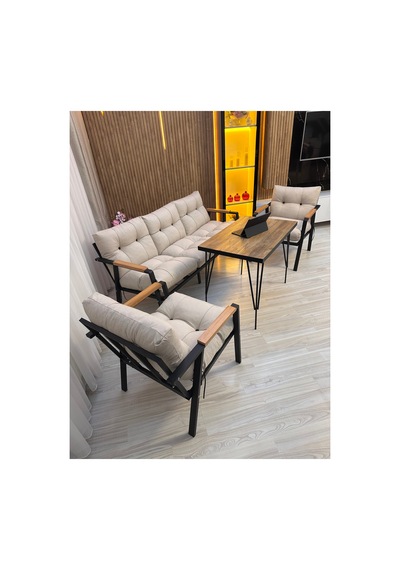 Houseart Açelya Balkon, Bahçe, Cafe - Salon - Metal Kanepe Koltuk Takımı 3+1+1 + Masa Krem Houseart Açelya Balkon, Bahçe, Cafe - Salon - Metal Kanepe Koltuk Takımı 3+1+1 + Masa Krem