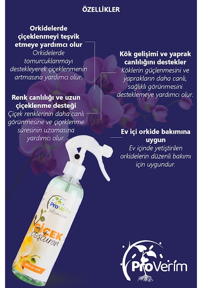 Proverim Orkide Bitki Besini Sprey 400 ml | Çiçek Coşturan, Tomurcuk ve Uzun Süre Çiçeklenme Desteği