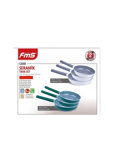 Fms Seramik 3 Parça Tava Seti Yeşil - 20-24-28 Cm - S3000ysl Yeşil
