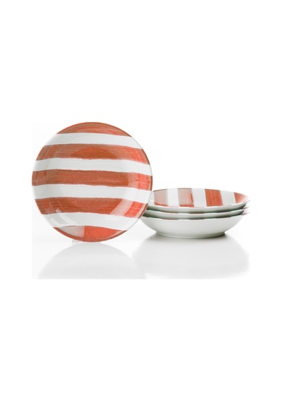 Kütahya Porselen Ocean Line 4 Parça 20 Cm Pasta Tabağı Turuncu Çok Renkli