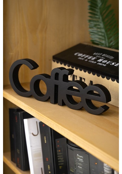Dekoratif Mat Siyah Coffee Yazısı - Kahve Köşesi Aksesuarı 18 Cm