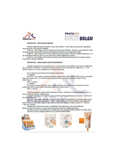Pratikfix Kullanıma Hazır Derz Dolgu Beyaz 400 Gr-eski Derz Üzerine Uygulanır-su Kaçaklarını Önler B