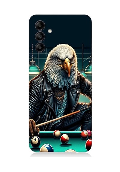 Samsung Galaxy A55 Uyumlu Bilardo Oynayan Deri Ceketli Kartal Desenli Silikon Kılıf
