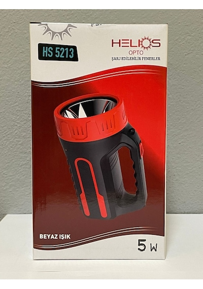 Helios Hs-5213 5w Şarj Edilebilir Gemici El Feneri 6400k Beyaz Işık Kırmızı - Siyah