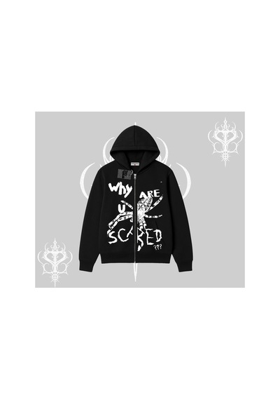 Tarzsokak Beyaz Hırka Sweatshirt Why Are U Scared Siyah
