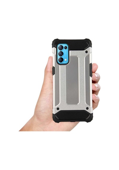 Noktaks - Oppo Uyumlu Oppo Reno 5 5g - Kılıf Çift Katman Zırh Tank Crash Military Kapak - Mavi