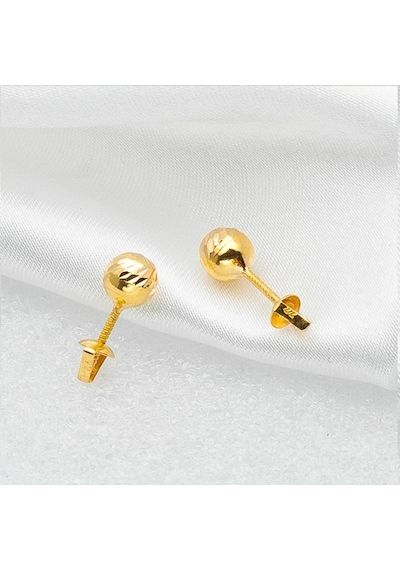 Kalemli Sarı Altın Top Küpe ( 6 mm Çaplı ) 8HZKP6M