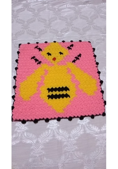 Kare Büyük Arı Desenli Banyo Lifi Pembe - Sarı