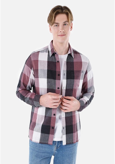 Colin's Colins Regular Fit Shirt Neck Kareli Erkek Pembe Uzun Kol Gömlek Cl1064635 Q1.v1 Dup Pembe
